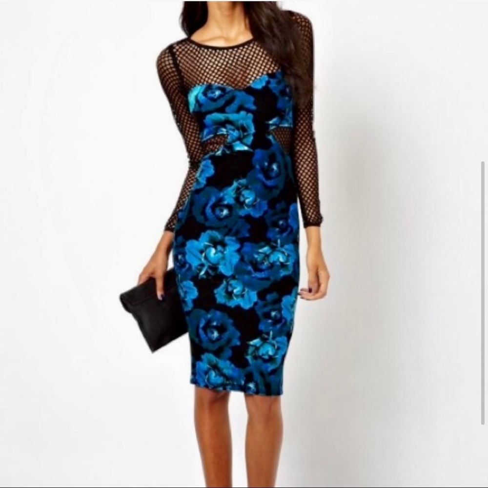 NWT ASOS Blue Velvet Floral Print Dress! 💙🌺💙🌺
